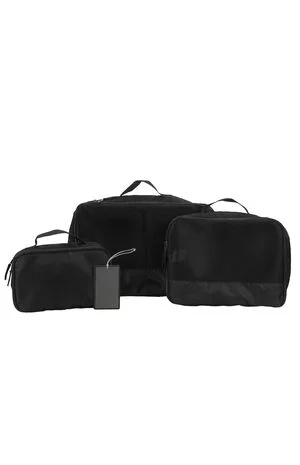 Black 4-Piece Packing Cube & Luggage Tag Set image number 1