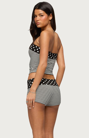 Presley Stripe and Polka Dot Foldover Tube Top image number 3