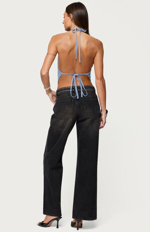 Zenya Backless Cowl Neck Halter Top image number 4