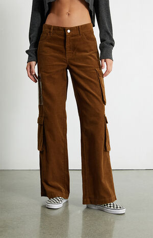 Tan Corduroy Baggy Cargo Pants image number 2
