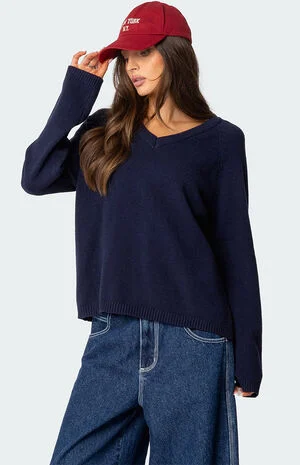 Martha Oversized V Neck Sweater image number 1