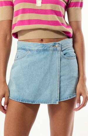 Women's Jean Mini Skort - Abraided Art image number 2