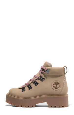 Women's Beige Nubuck Stone Street Mid Lace-Up Boots image number 8