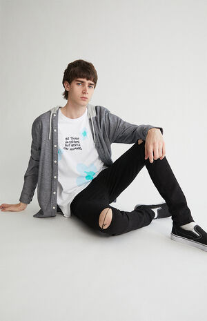 Black Ripped Stacked Skinny Jeans image number 4