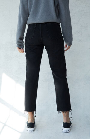 Eco Black High Waisted Straight Leg Jeans image number 3