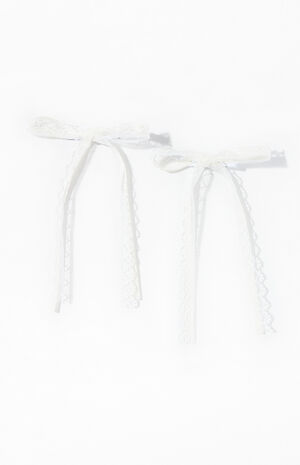 2 Pack Mini Lace Bow Clips image number 1
