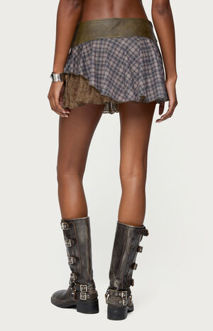 Varley Plaid and Lace Layer Mini Skort image number 3