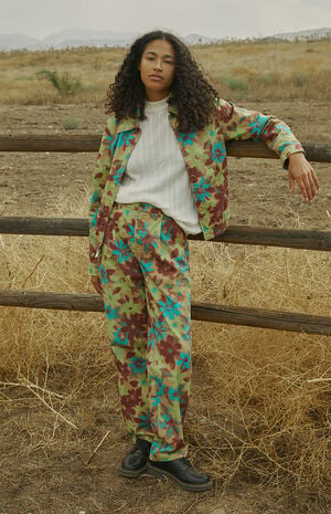 Eco Pleated Floral Trousers image number 1