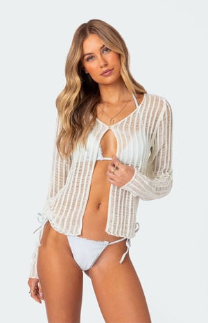 Cayla Sheer Knit Cardigan image number 4