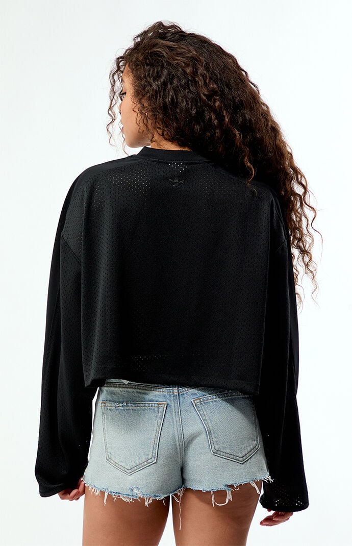 adidas Black Fem Long Sleeve Cropped Hockey Jersey | Pacsun