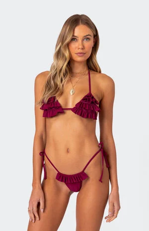 Joelle Ruffled Triangle Bikini Top image number 4