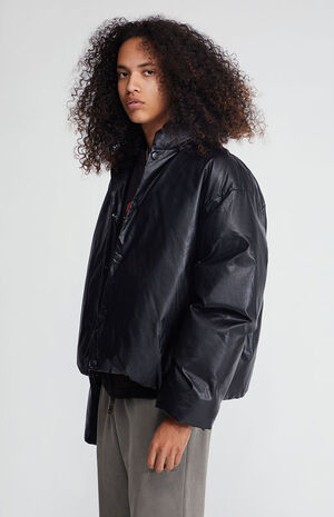 Oversized Pleather Puffer Jacket image number 3