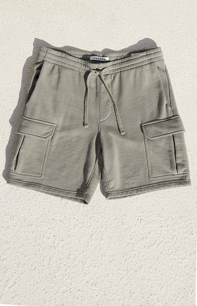PacSun Olive Terry Cargo Sweat Shorts | PacSun
