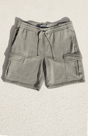 Olive Terry Cargo Sweat Shorts image number 1