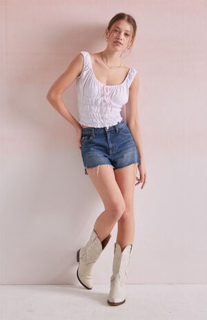 Bow Tie V-Neck Ruched Tank Top image number 4