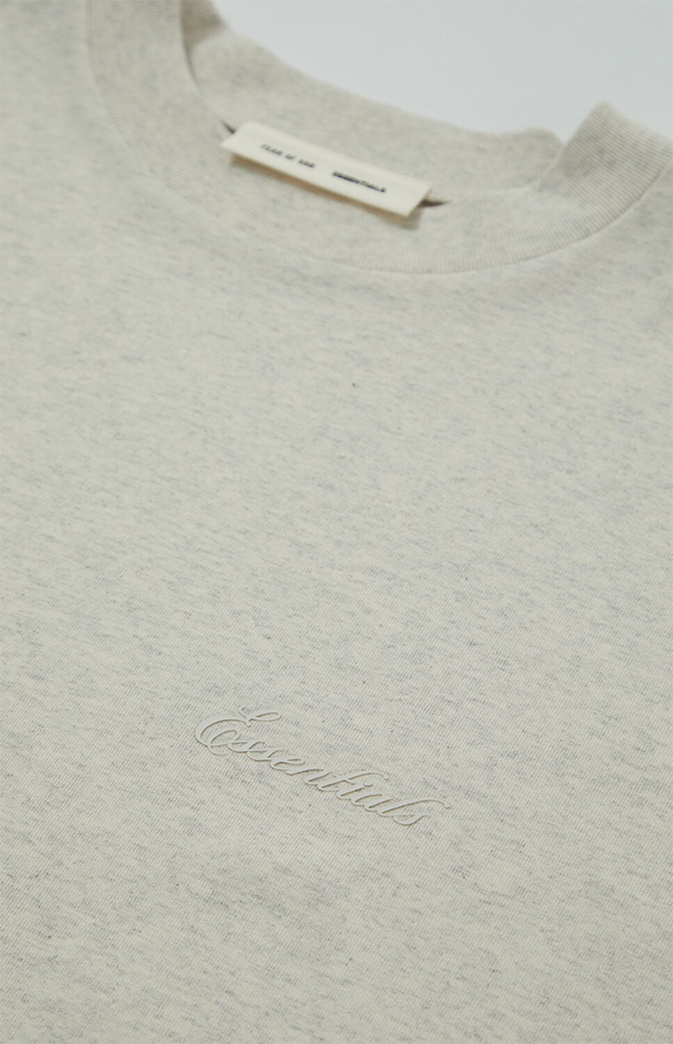 Fear of God ESSENTIALS Heather Oatmeal Classic Short Sleeve T-Shirt thumbnail 6
