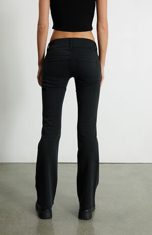 Black Button Tab Low Rise Bootcut Jeans image number 4