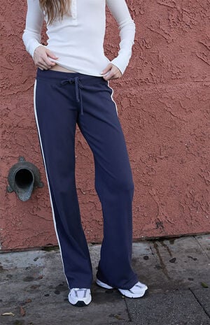 Blue Hilary Side Stripe Yoga Baggy Sweatpants image number 2