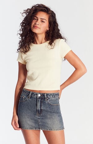Bella Dark Indigo Mid Rise Denim Mini Skirt Bella Dark Indigo Mid Rise Denim Mini Skirt image number 1