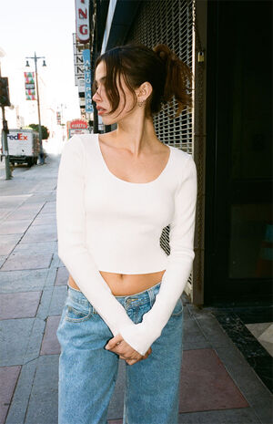 White Mckenna Long Sleeve Top image number 1