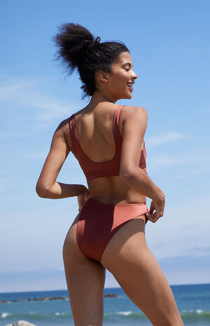 Dark Copper Miami Cutout Cropped Bikini Top image number 3