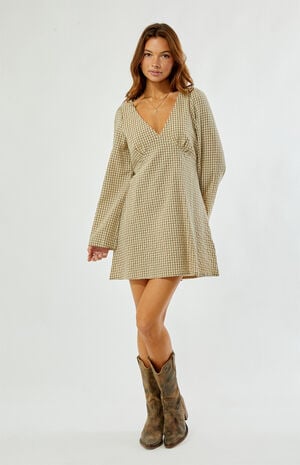 Luca Long Sleeve Checker Mini Dress image number 4