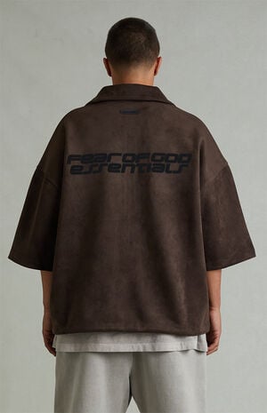 Brown High Neck 3/4 Sleeve Jacket image number 4