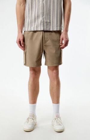 Brown Stretch Cargo Shorts image number 2