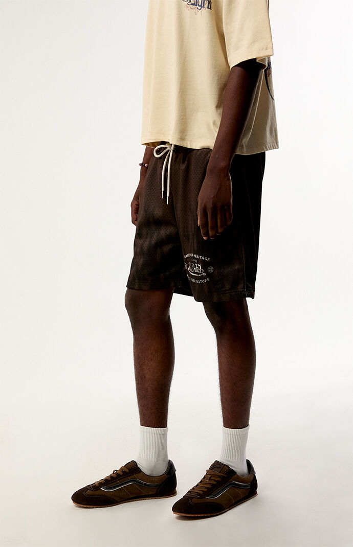 Von Dutch Brown Flame Mesh Shorts