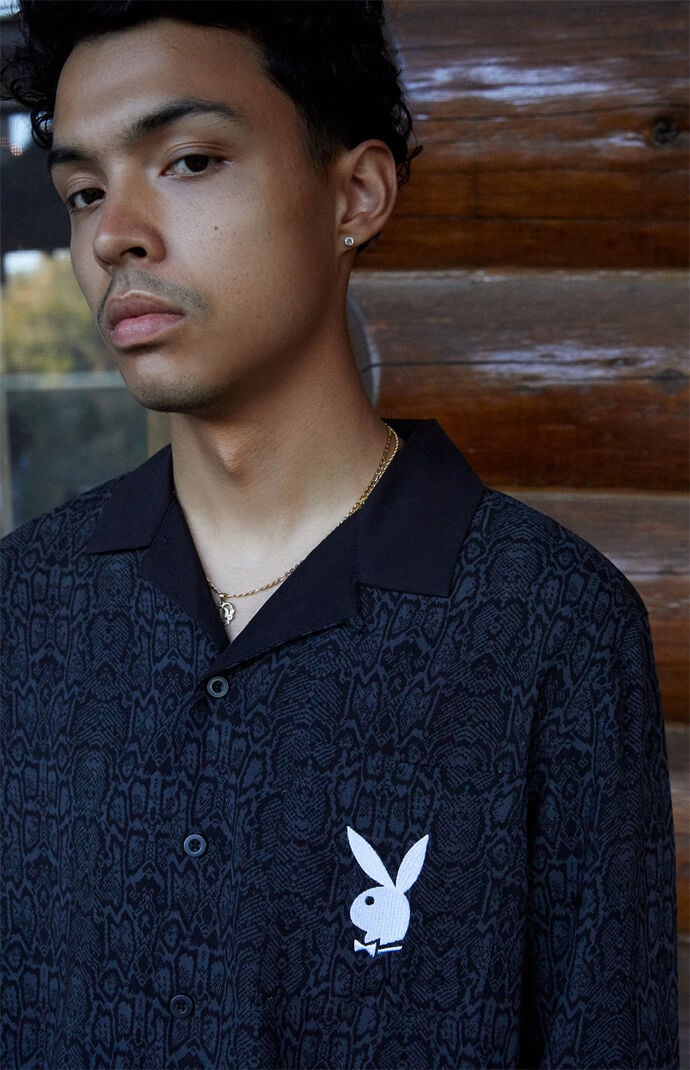 Playboy By PacSun Snake Long Sleeve Button Up Shirt PacSun