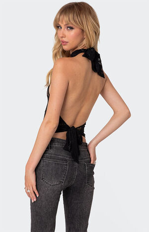 Alena High Neck Sheer Lace Top image number 5