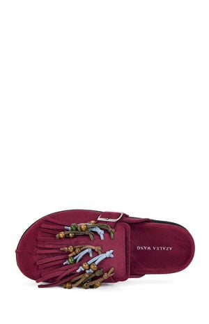 Women's Burgundy Abeille Tassel Mules image number 3