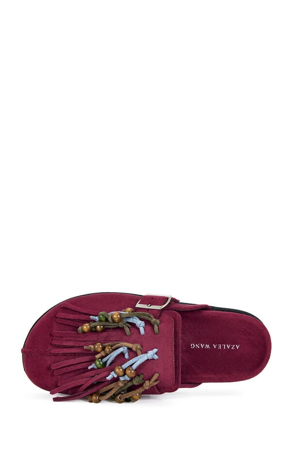 AZALEA WANG Women's Burgundy Abeille Tassel Mules