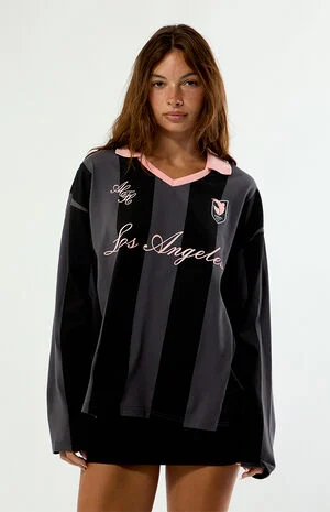 Striped Long Sleeve Soccer Jersey image number 1
