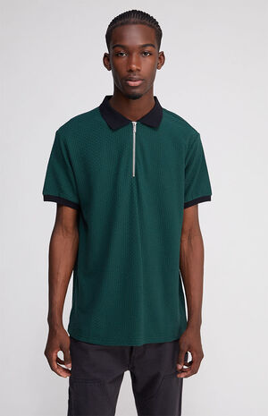 Green Zip Polo Shirt image number 1
