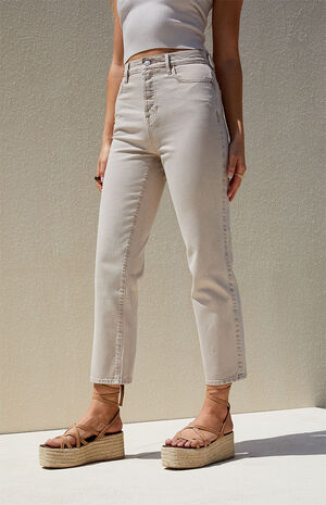 Eco Tan High Waisted Straight Leg Jeans image number 3