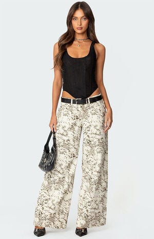 Snow Leopard Low Rise Baggy Jeans image number 1