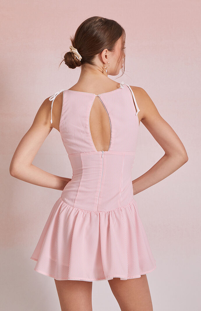 Beverly and Beck Emery Striped Tie Front Mini Dress