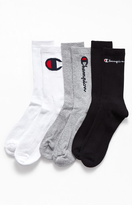 Three Pack Multi Logo Crew Socks