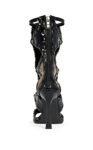 Women's Indrani Black Gladiator Stiletto Sandal Booties image number 3