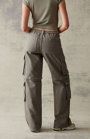Sage Grey Zip Off Low Rise Puddle Pants image number 4