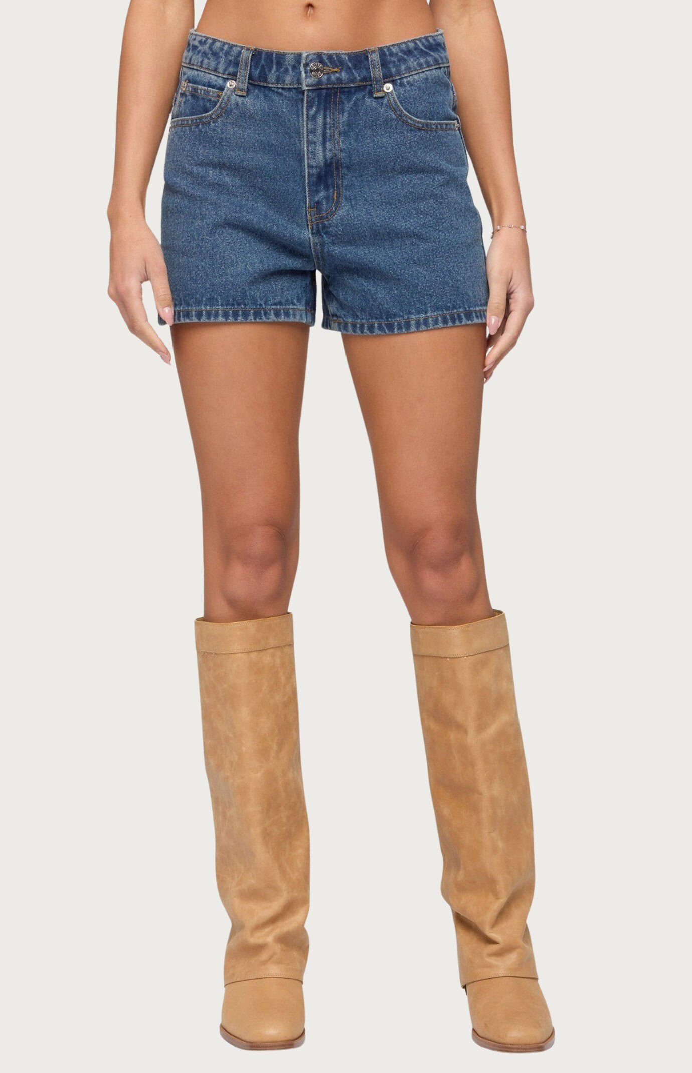 Edikted Milena High Rise Denim Shorts