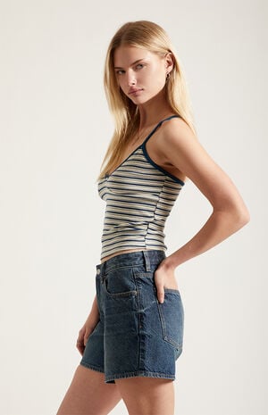 Sophie Denim Mom Shorts Dark Blue image number 3