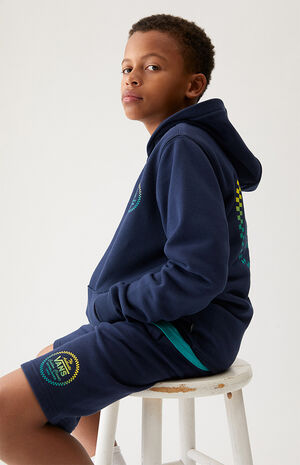 Kids Navy Custom Classic Full Zip Hoodie image number 2