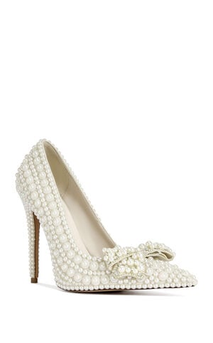 Women's Naamah White Pearl Stiletto Pumps image number 2