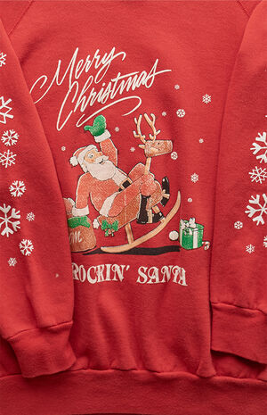 '90s Merry Christmas Rockin' Santa Crew Neck Sweatshirt image number 2