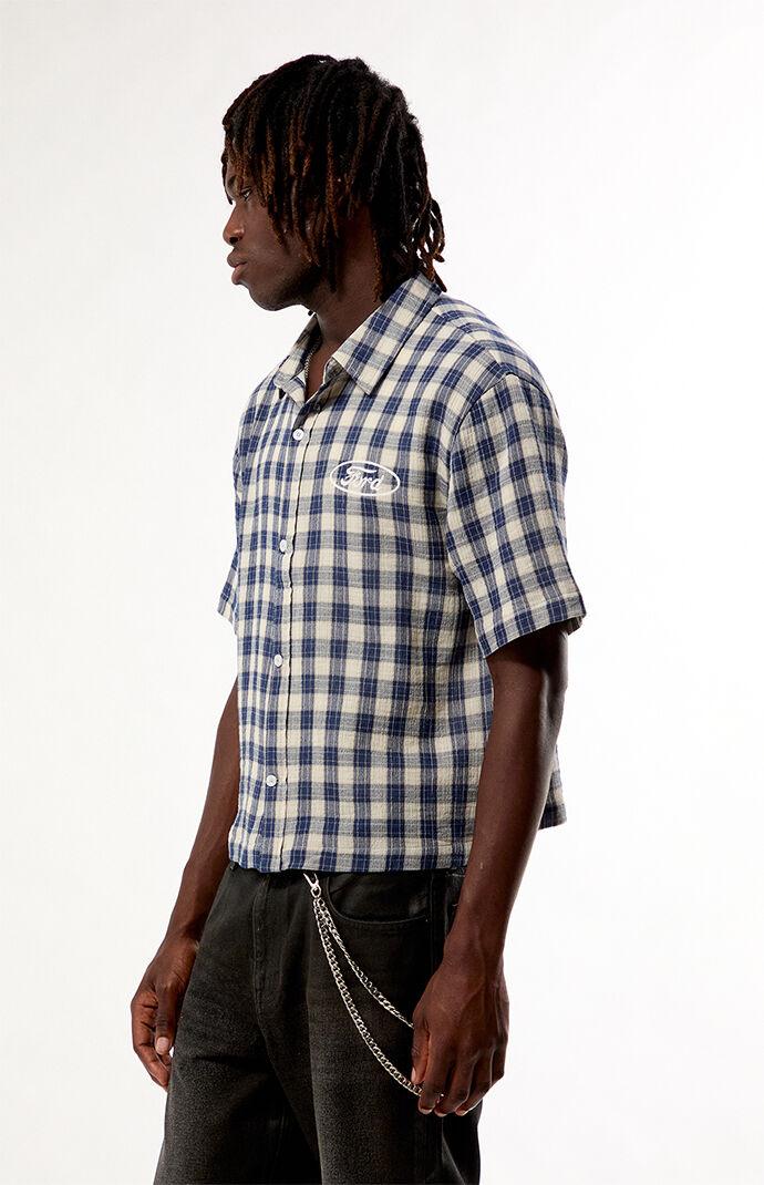 FORD Blue Flannel Short Sleeve Work Shirt