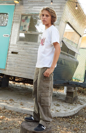 Olive Baggy Cargo Jeans image number 1