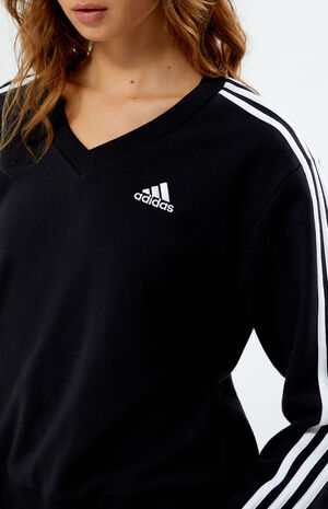 Black 3-Stripes V-Neck Sweatshirt image number 3