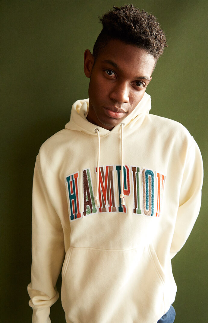 Champion applique hoodie hot sale
